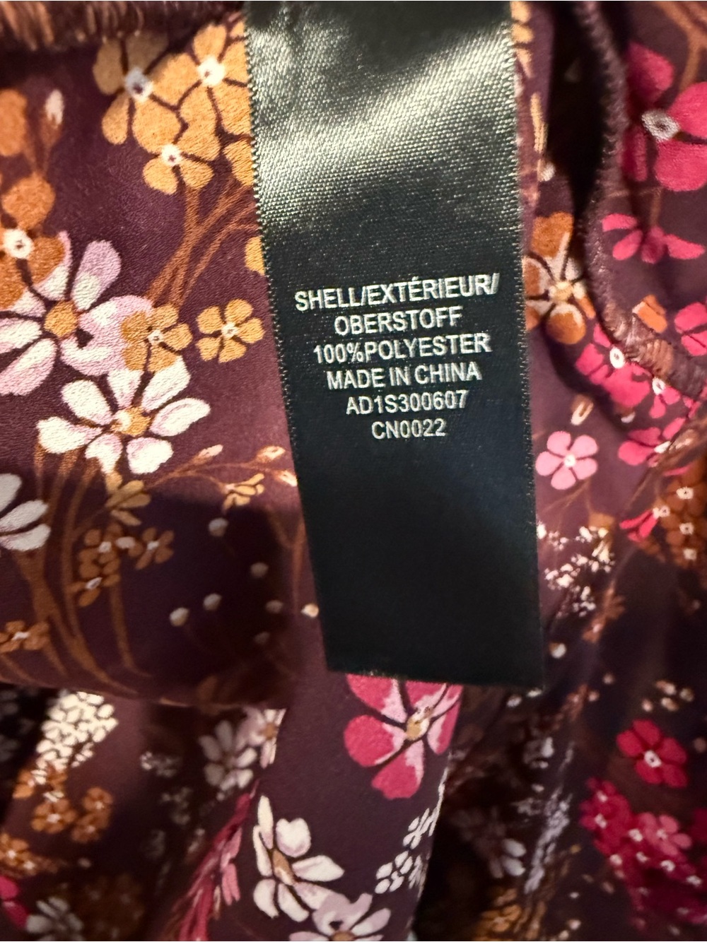 Adrianna Papell Deep Purple Floral Blouse XL Long Sleeve - Picture 5 of 5